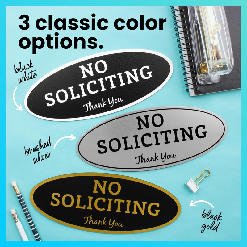 ExcelMark No Soliciting Sign for House or Business â€“ Durable Indoor/Outdoor Sign â€“ Easily Attach to Front Door - UV and Weather Resistant (Medium - 2.8"x 7", Black with Gold Letters) - Image 5